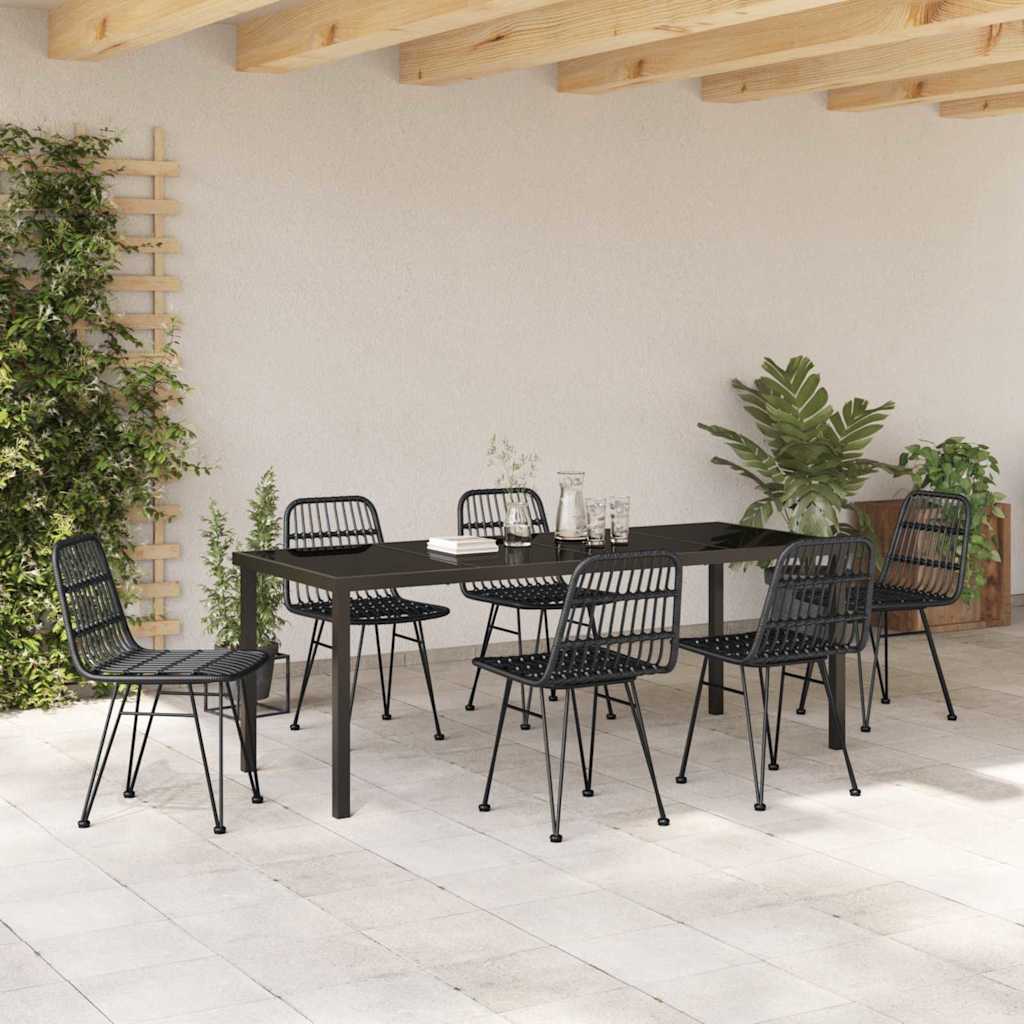 vidaXL Σέτ φαγητού για κήπο 7 pcs Μαύρο Χάλυβας με επίστρωση πούδρας