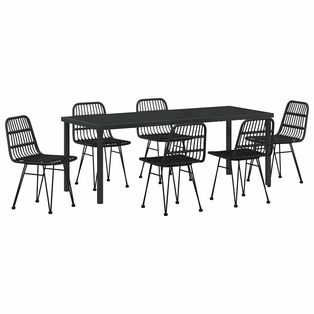 vidaXL Σέτ φαγητού για κήπο 7 pcs Μαύρο Χάλυβας με επίστρωση πούδρας