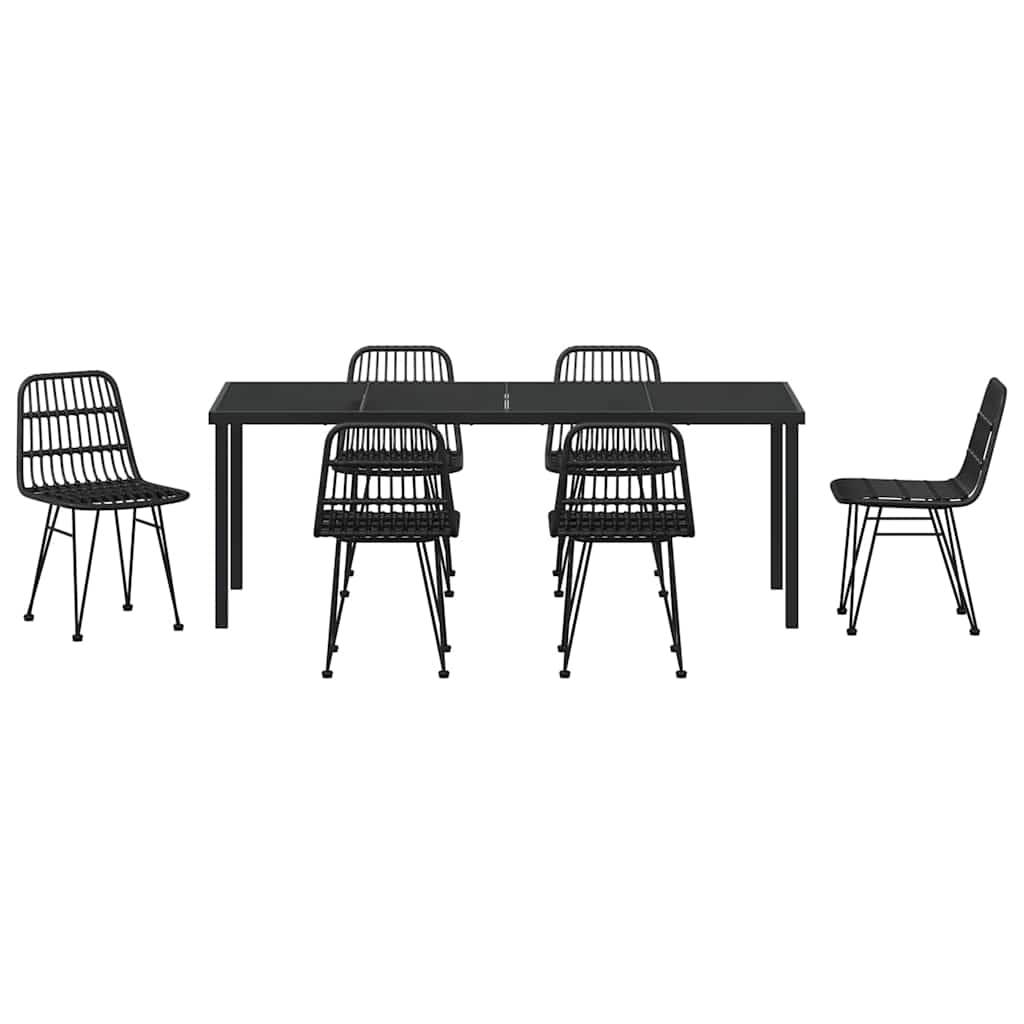 vidaXL Σέτ φαγητού για κήπο 7 pcs Μαύρο Χάλυβας με επίστρωση πούδρας