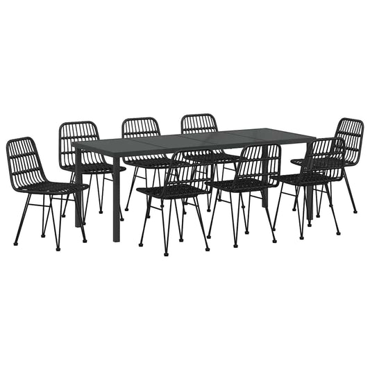 vidaXL Σέτ φαγητού για κήπο 9 pcs Μαύρο Χάλυβας με επίστρωση πούδρας