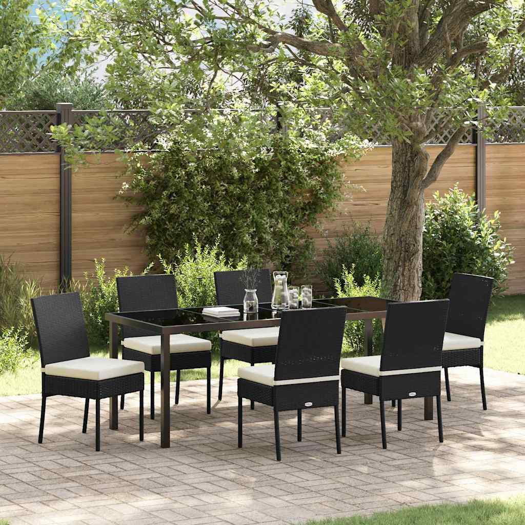 vidaXL Σέτ φαγητού για κήπο 7 pcs Μαύρο Χάλυβας με επίστρωση πούδρας