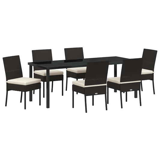 vidaXL Σέτ φαγητού για κήπο 7 pcs Μαύρο Χάλυβας με επίστρωση πούδρας