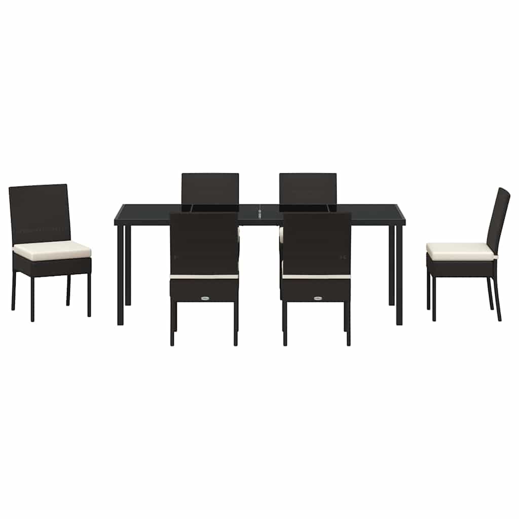 vidaXL Σέτ φαγητού για κήπο 7 pcs Μαύρο Χάλυβας με επίστρωση πούδρας
