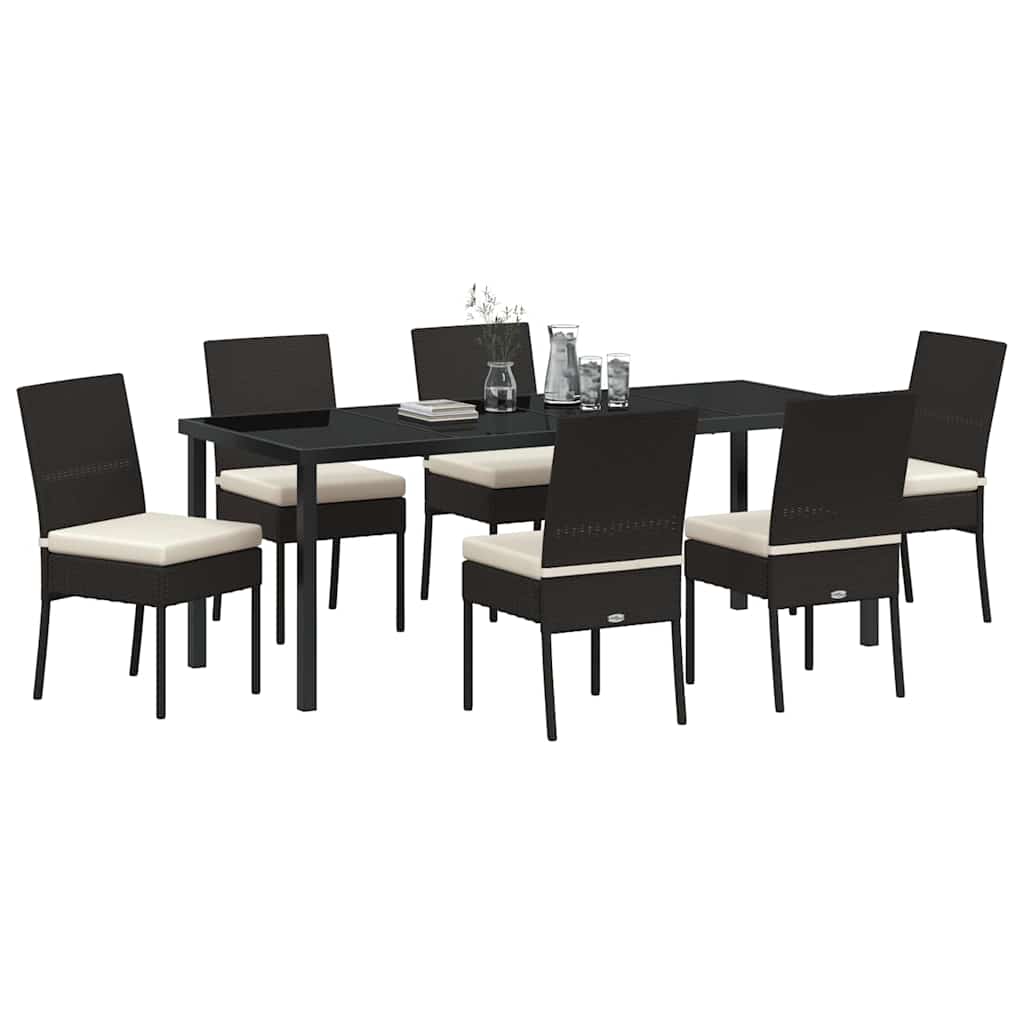 vidaXL Σέτ φαγητού για κήπο 7 pcs Μαύρο Χάλυβας με επίστρωση πούδρας
