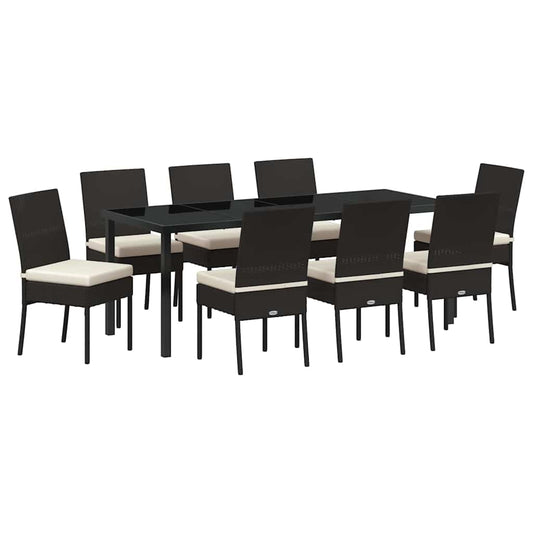 vidaXL Σέτ φαγητού για κήπο 9 pcs Μαύρο Χάλυβας με επίστρωση πούδρας