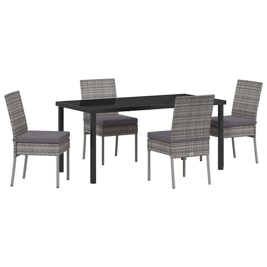 vidaXL Σέτ φαγητού για κήπο 5 pcs Γκρι Χάλυβας με επίστρωση πούδρας