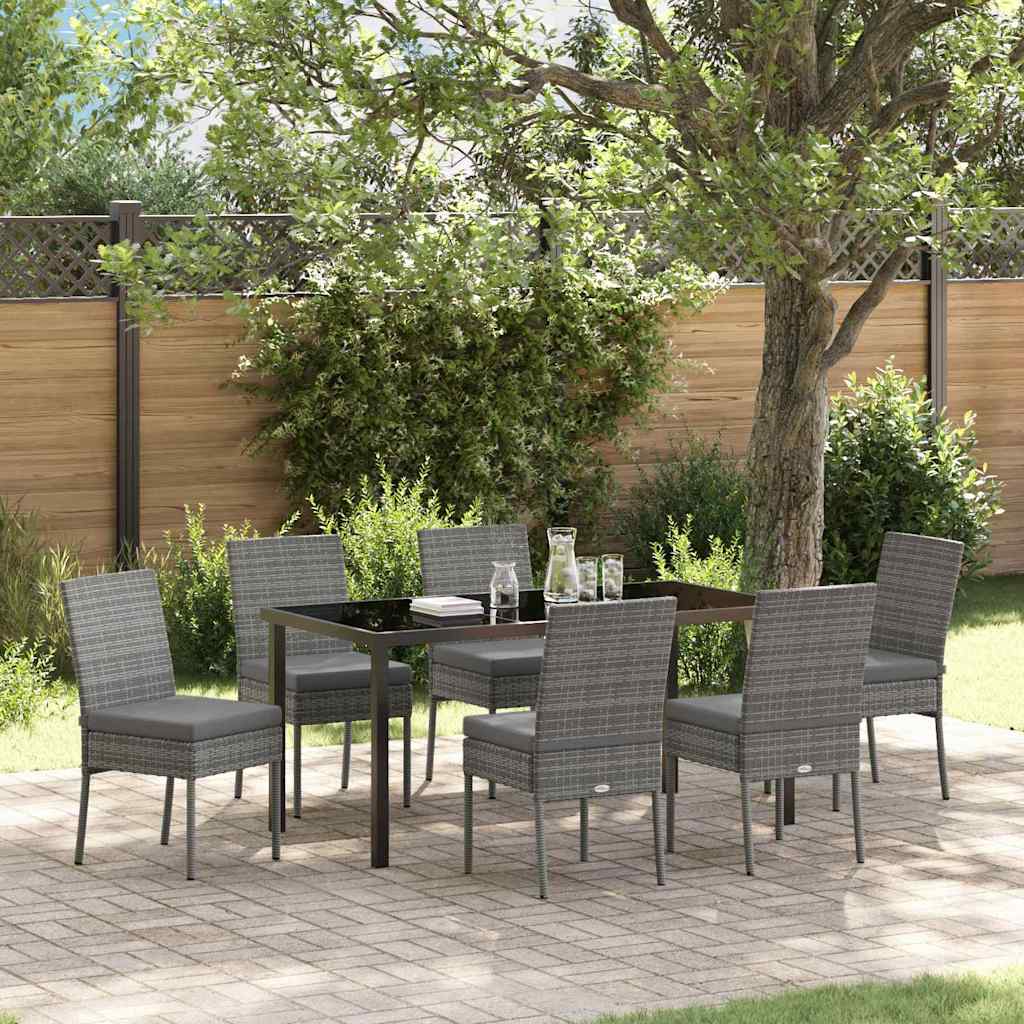 vidaXL Σέτ φαγητού για κήπο 7 pcs Γκρι Χάλυβας με επίστρωση πούδρας