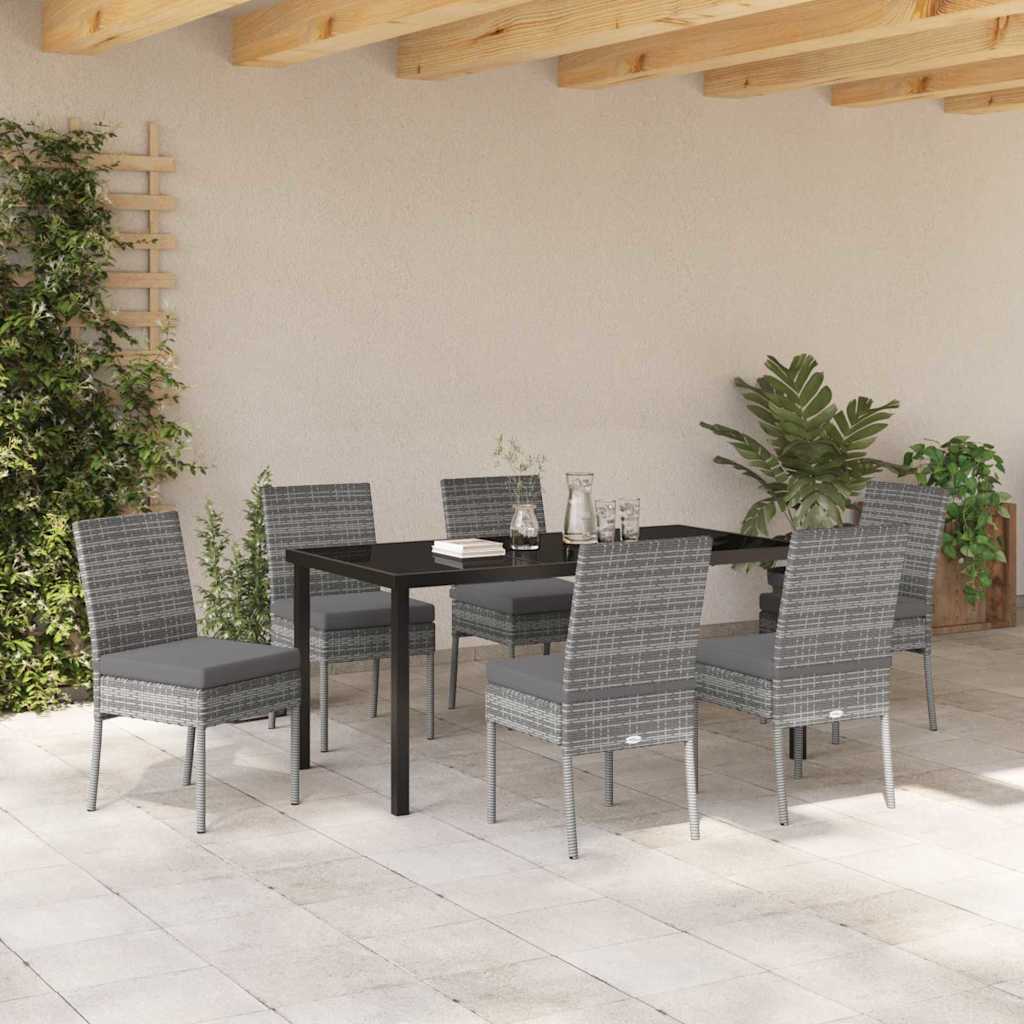 vidaXL Σέτ φαγητού για κήπο 7 pcs Γκρι Χάλυβας με επίστρωση πούδρας