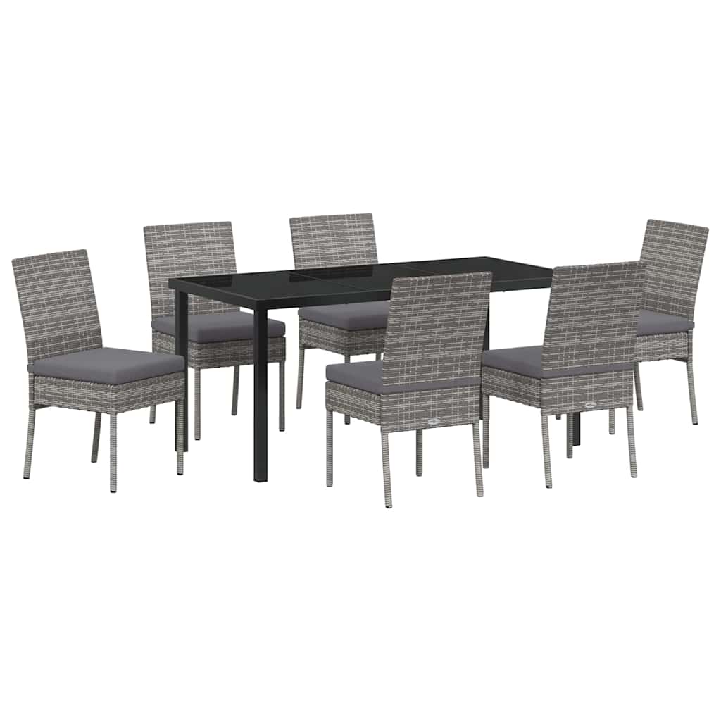 vidaXL Σέτ φαγητού για κήπο 7 pcs Γκρι Χάλυβας με επίστρωση πούδρας