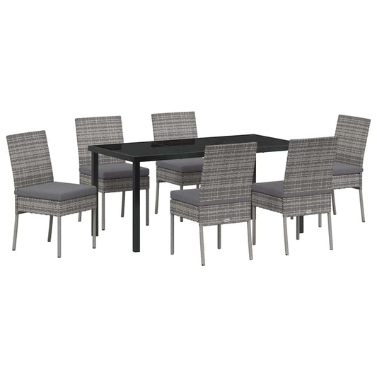 vidaXL Σέτ φαγητού για κήπο 7 pcs Γκρι Χάλυβας με επίστρωση πούδρας