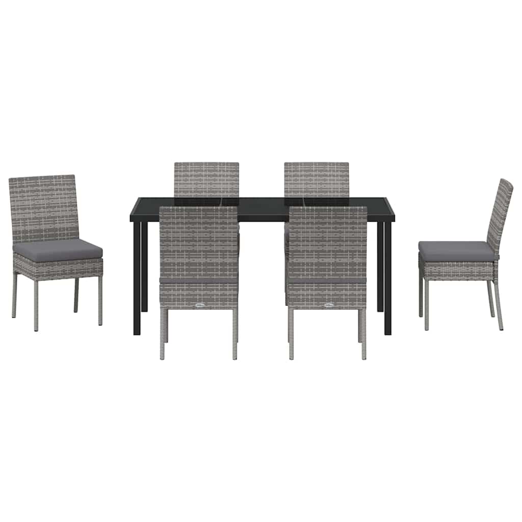 vidaXL Σέτ φαγητού για κήπο 7 pcs Γκρι Χάλυβας με επίστρωση πούδρας