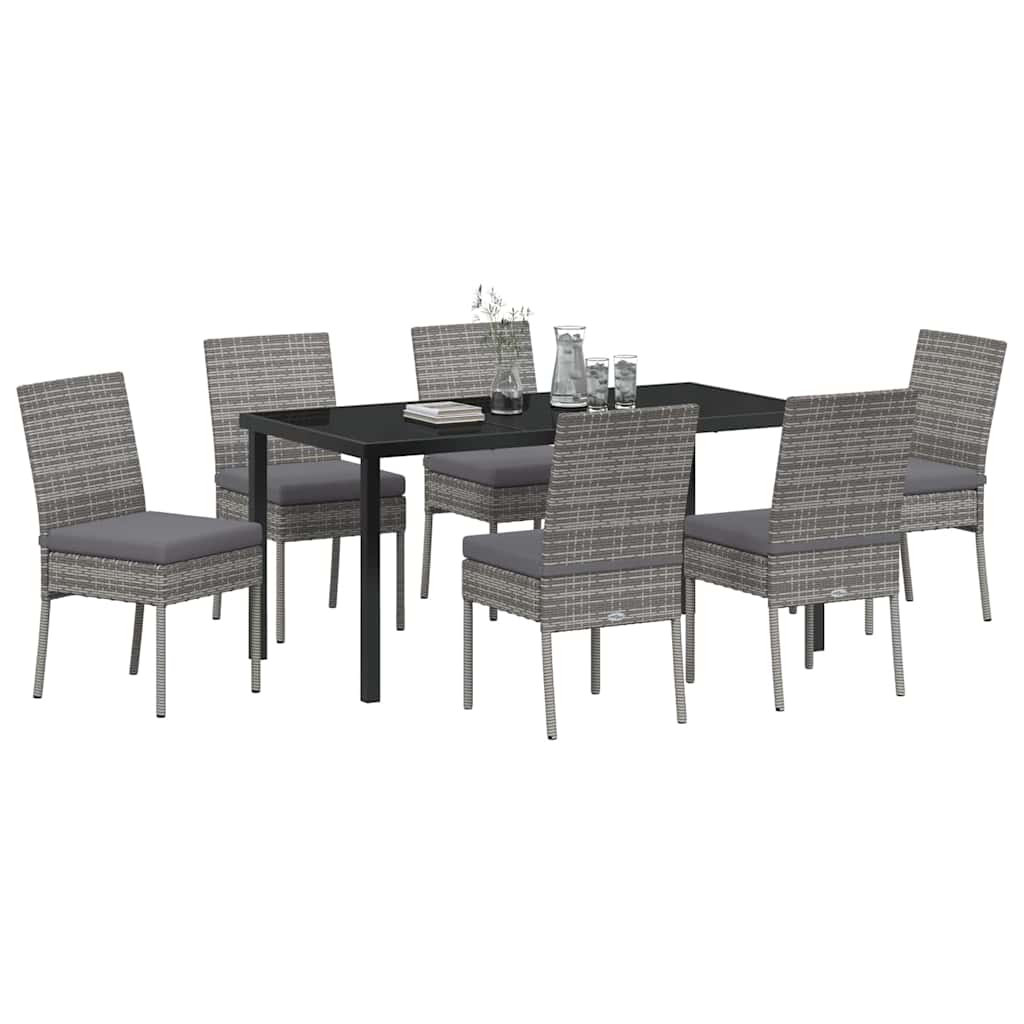 vidaXL Σέτ φαγητού για κήπο 7 pcs Γκρι Χάλυβας με επίστρωση πούδρας