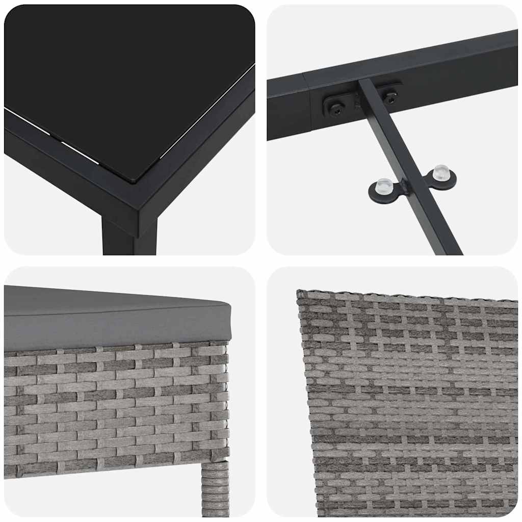 vidaXL Σέτ φαγητού για κήπο 7 pcs Γκρι Χάλυβας με επίστρωση πούδρας
