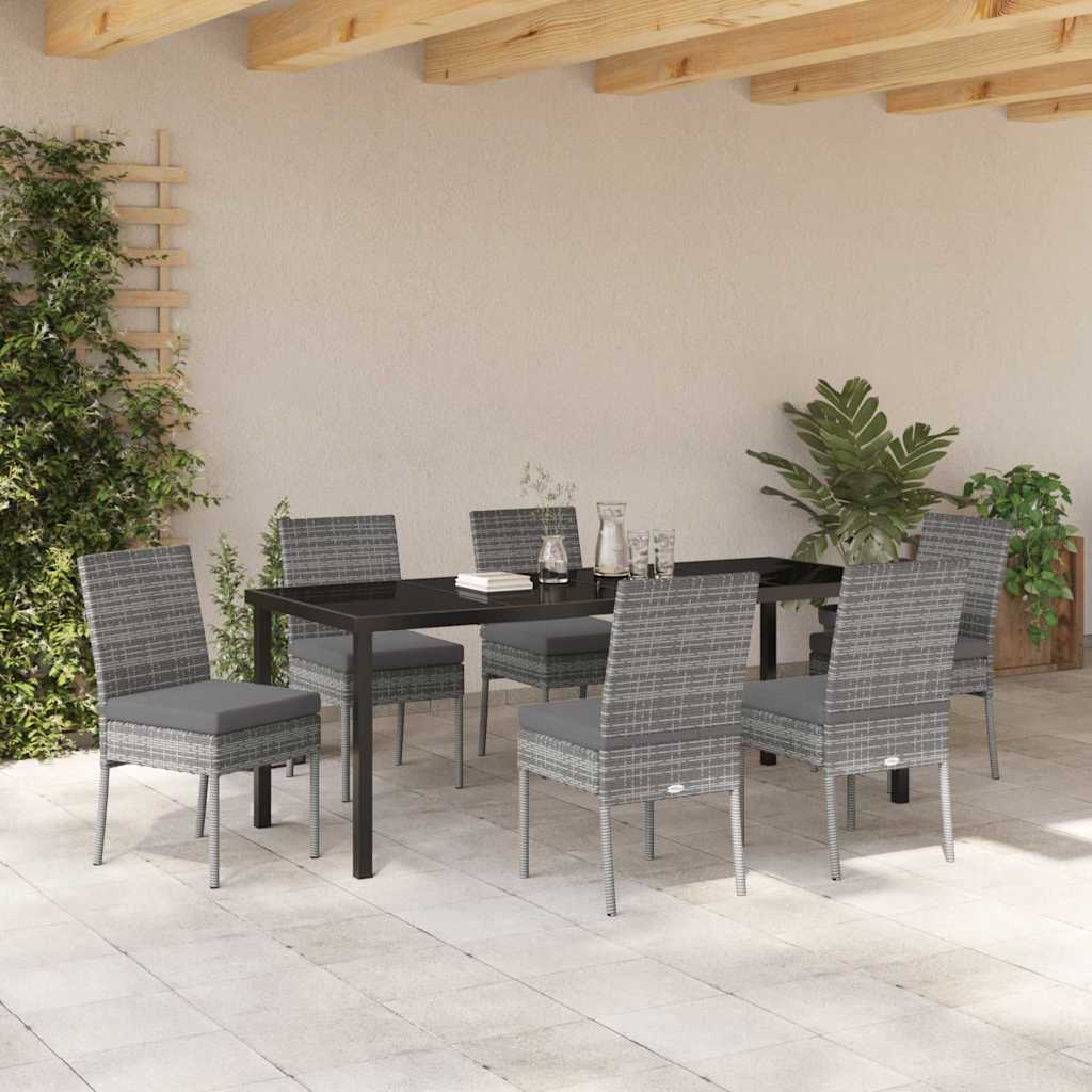 vidaXL Σέτ φαγητού για κήπο 7 pcs Γκρι Χάλυβας με επίστρωση πούδρας