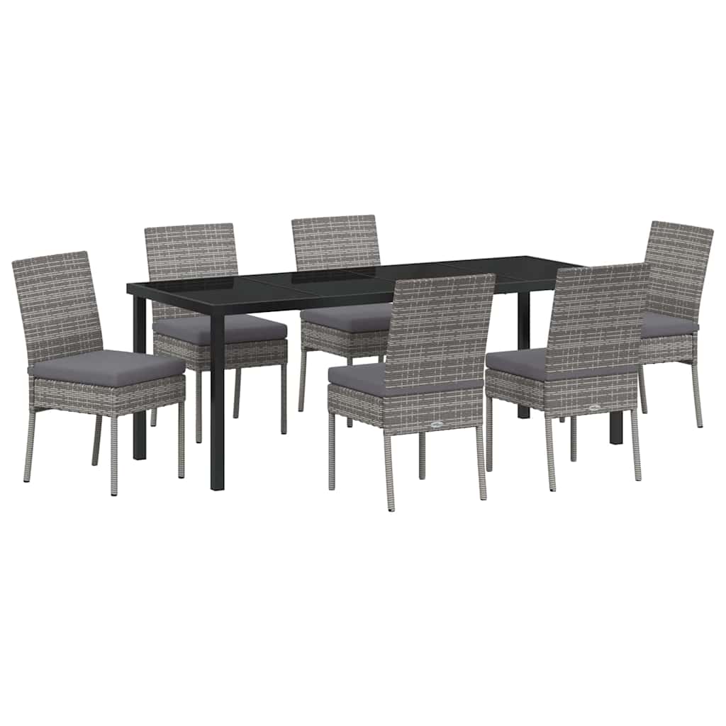 vidaXL Σέτ φαγητού για κήπο 7 pcs Γκρι Χάλυβας με επίστρωση πούδρας