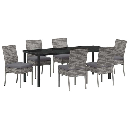 vidaXL Σέτ φαγητού για κήπο 7 pcs Γκρι Χάλυβας με επίστρωση πούδρας