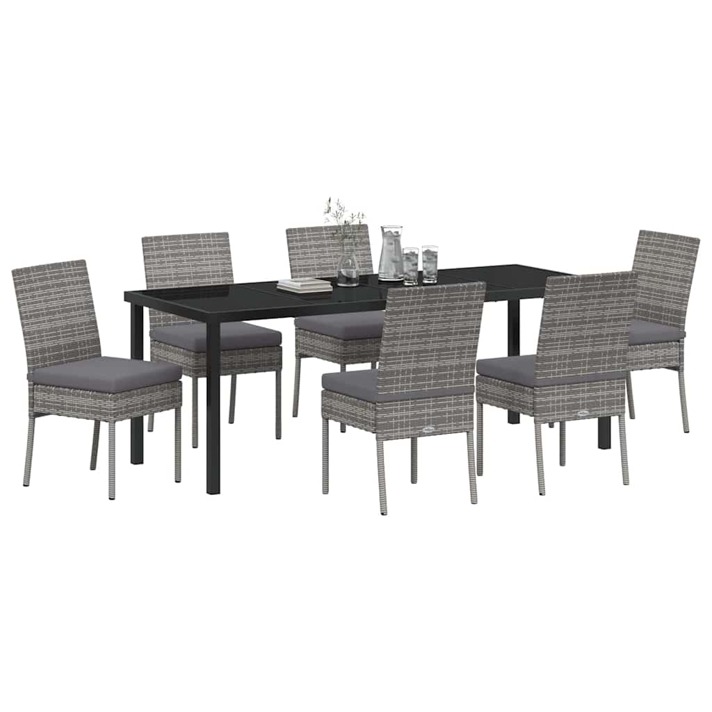vidaXL Σέτ φαγητού για κήπο 7 pcs Γκρι Χάλυβας με επίστρωση πούδρας