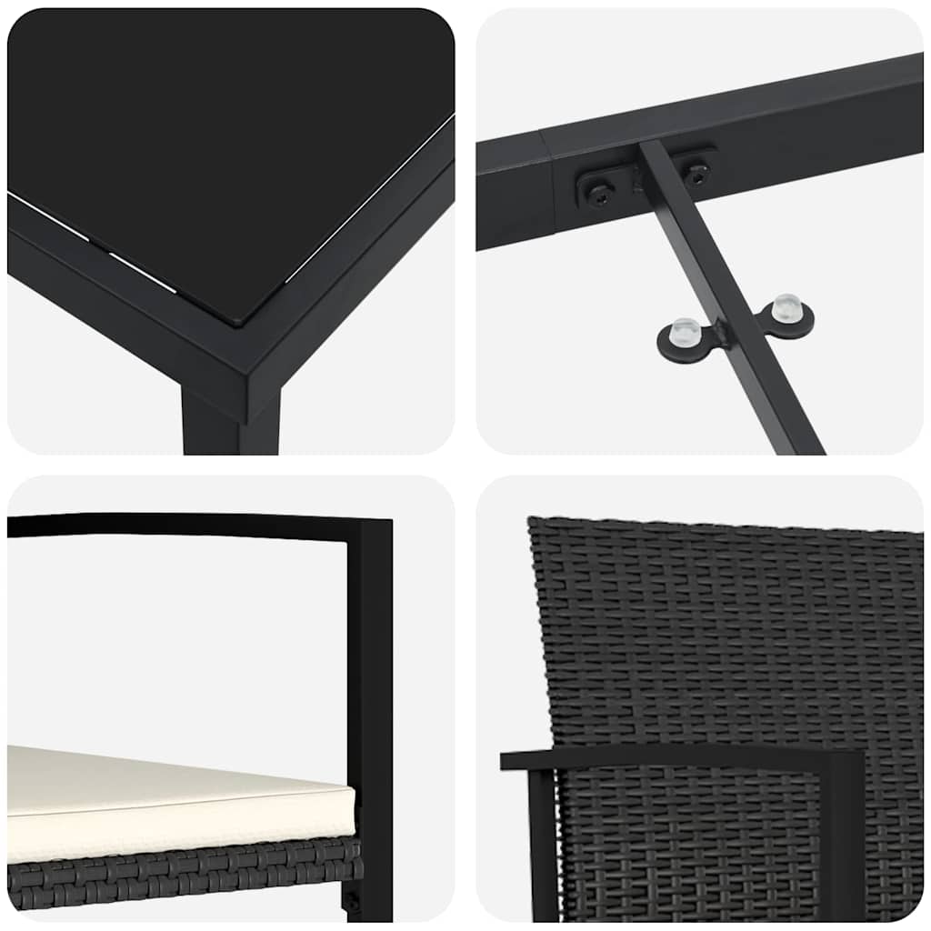 vidaXL Σέτ φαγητού για κήπο 5 pcs Μαύρο Πολυ ράταν