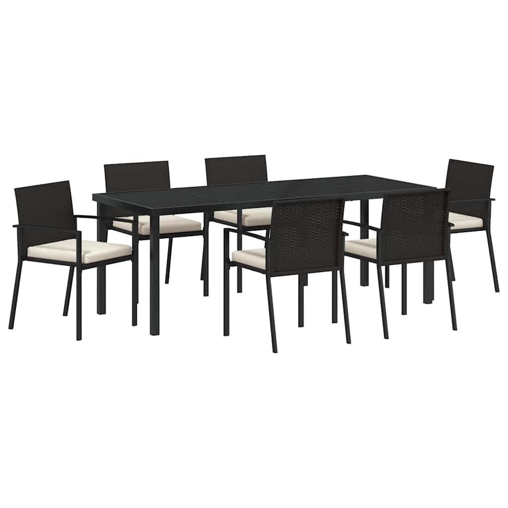 vidaXL Σέτ φαγητού για κήπο 7 pcs Μαύρο Χάλυβας με επίστρωση πούδρας