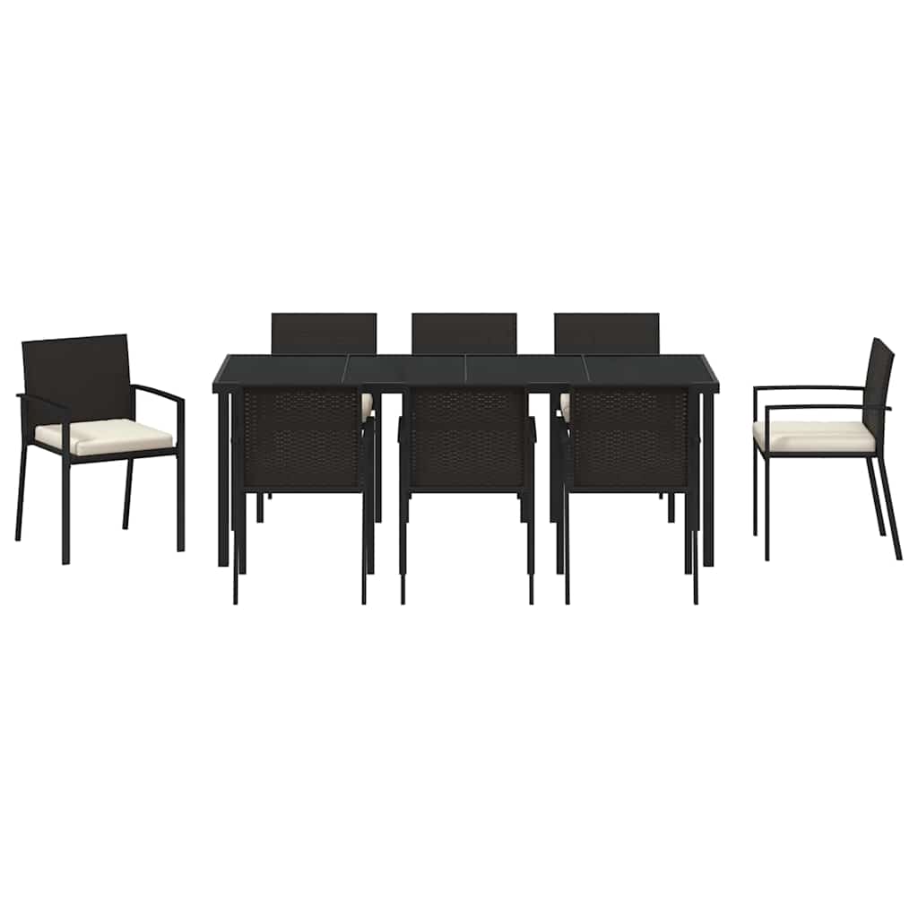 vidaXL Σέτ φαγητού για κήπο 9 pcs Μαύρο Χάλυβας με επίστρωση πούδρας