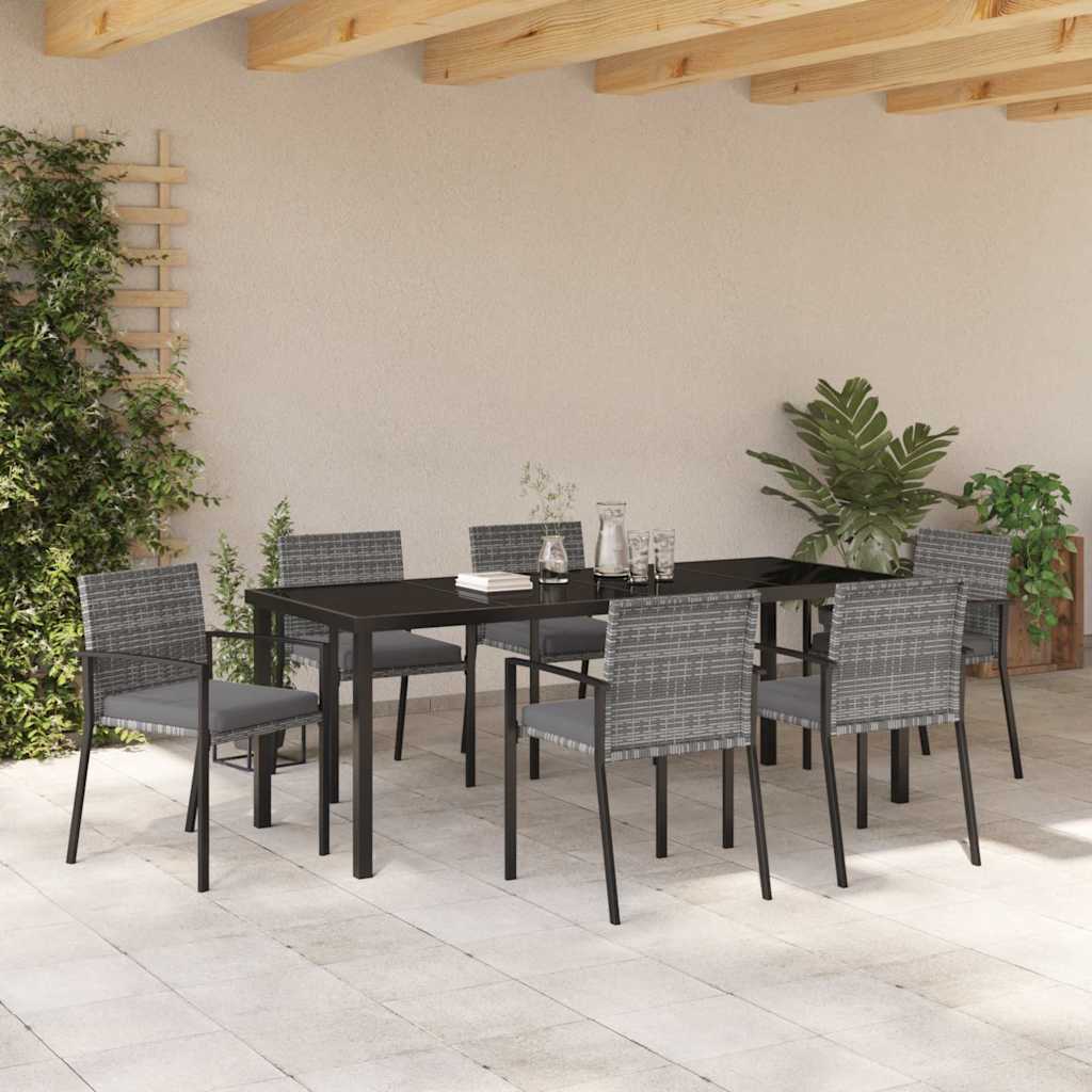 vidaXL Σέτ φαγητού για κήπο 6 pcs Γκρι Χάλυβας με επίστρωση πούδρας