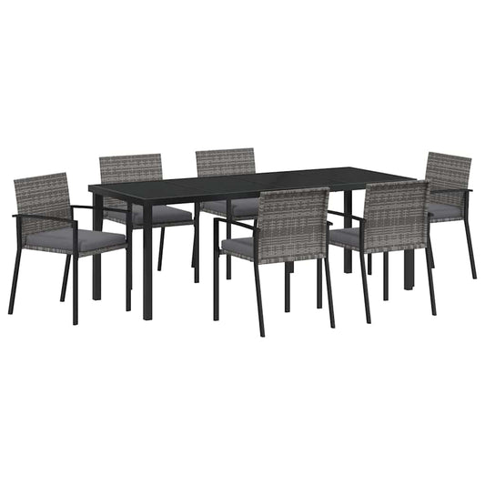 vidaXL Σέτ φαγητού για κήπο 6 pcs Γκρι Χάλυβας με επίστρωση πούδρας