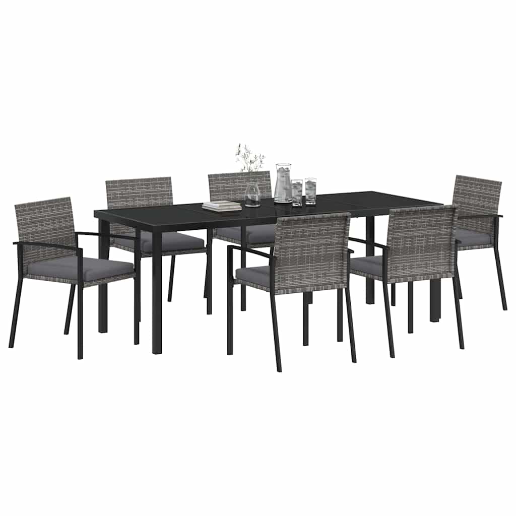 vidaXL Σέτ φαγητού για κήπο 6 pcs Γκρι Χάλυβας με επίστρωση πούδρας