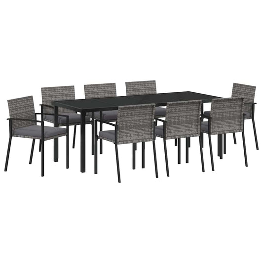 vidaXL Σέτ φαγητού για κήπο 9 pcs Γκρι Χάλυβας με επίστρωση πούδρας