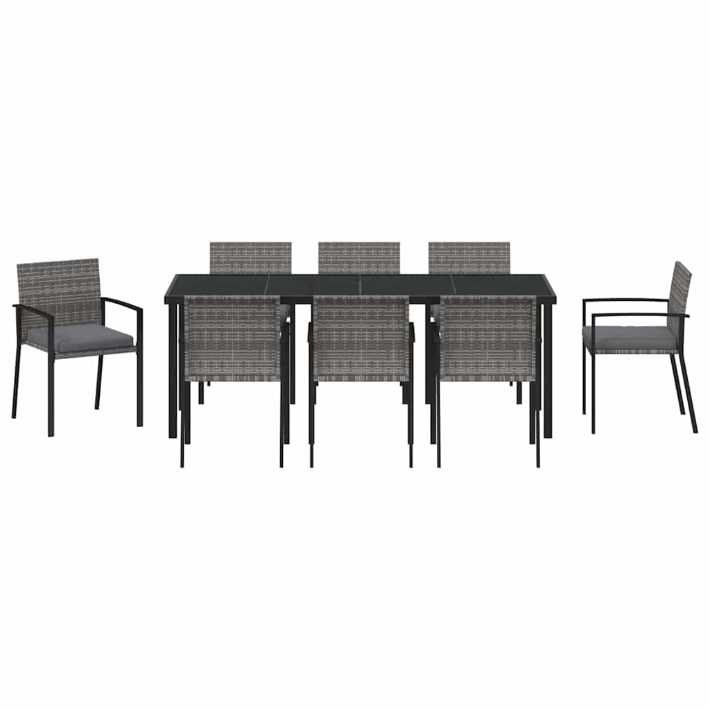 vidaXL Σέτ φαγητού για κήπο 9 pcs Γκρι Χάλυβας με επίστρωση πούδρας
