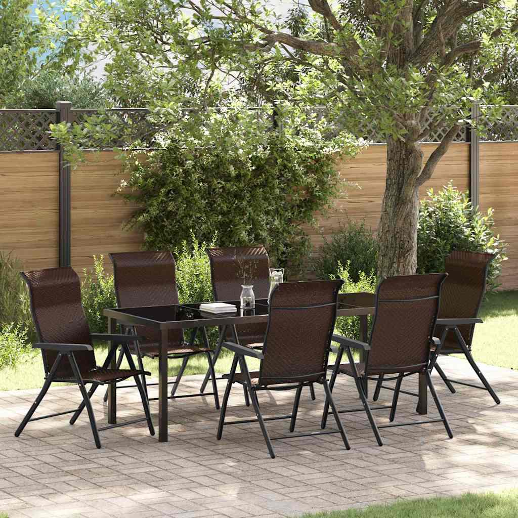 vidaXL Σέτ φαγητού για κήπο 7 pcs Καφέ Χάλυβας με επίστρωση πούδρας