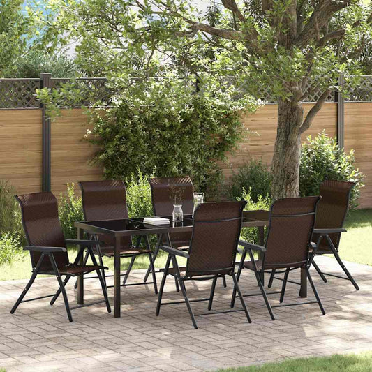 vidaXL Σέτ φαγητού για κήπο 7 pcs Καφέ Χάλυβας με επίστρωση πούδρας