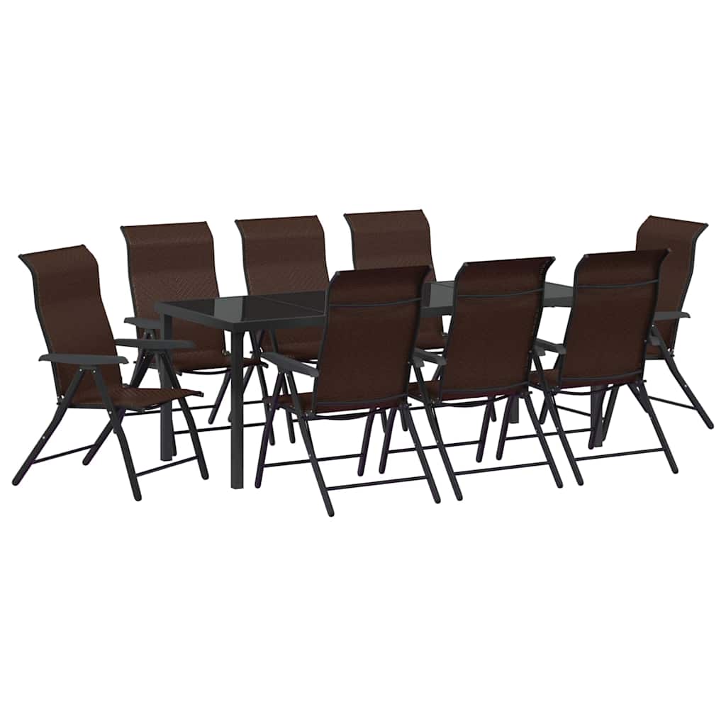 vidaXL Σέτ φαγητού για κήπο 9 pcs Καφέ Χάλυβας με επίστρωση πούδρας