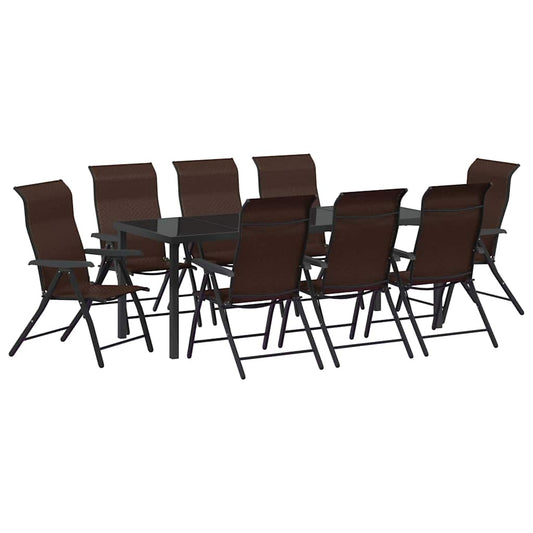 vidaXL Σέτ φαγητού για κήπο 9 pcs Καφέ Χάλυβας με επίστρωση πούδρας