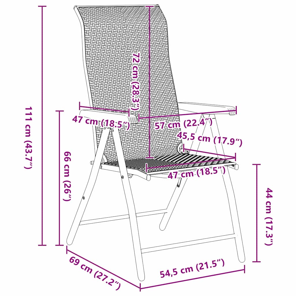 vidaXL Σέτ φαγητού για κήπο 7 pcs Γκρι Πολυ ράταν