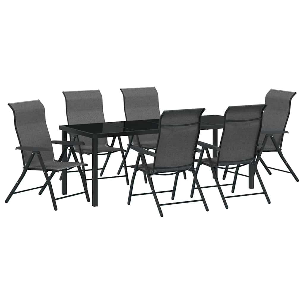 vidaXL Σέτ φαγητού για κήπο 7 pcs Γκρι Χάλυβας με επίστρωση πούδρας