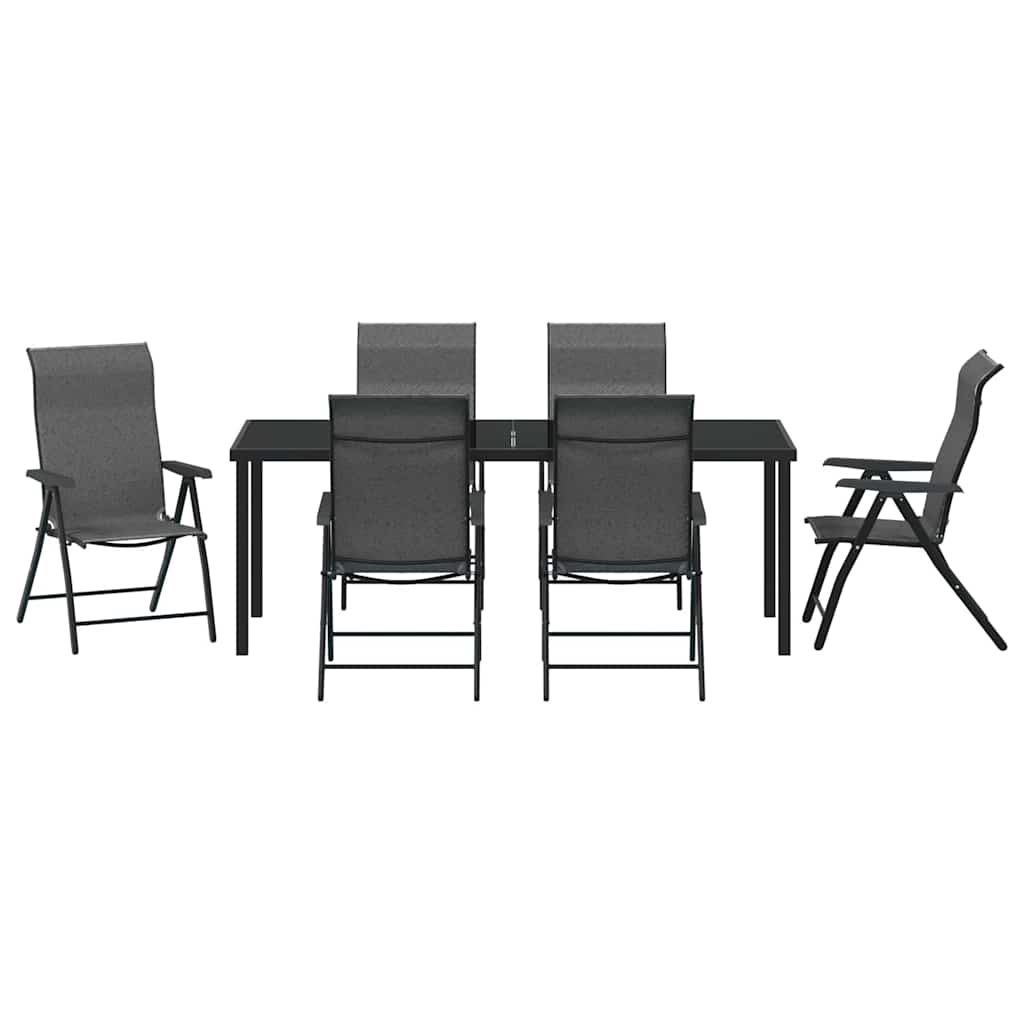 vidaXL Σέτ φαγητού για κήπο 7 pcs Γκρι Χάλυβας με επίστρωση πούδρας
