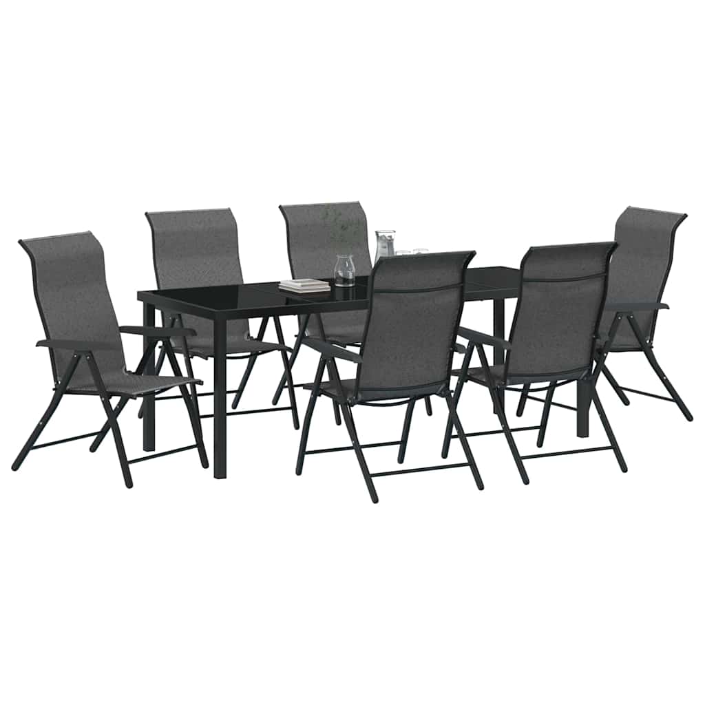 vidaXL Σέτ φαγητού για κήπο 7 pcs Γκρι Χάλυβας με επίστρωση πούδρας
