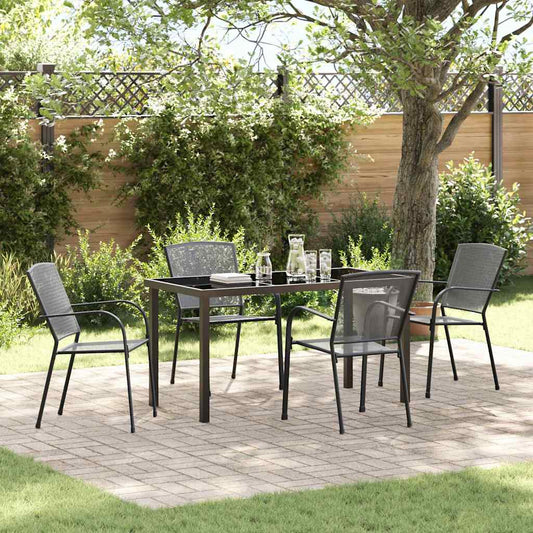 vidaXL Σέτ φαγητού για κήπο 5 pcs Ανθρακί Χάλυβας με επίστρωση πούδρας