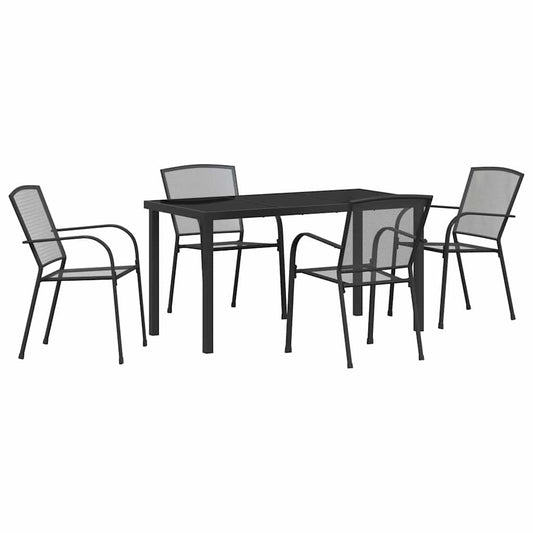 vidaXL Σέτ φαγητού για κήπο 5 pcs Ανθρακί Χάλυβας με επίστρωση πούδρας