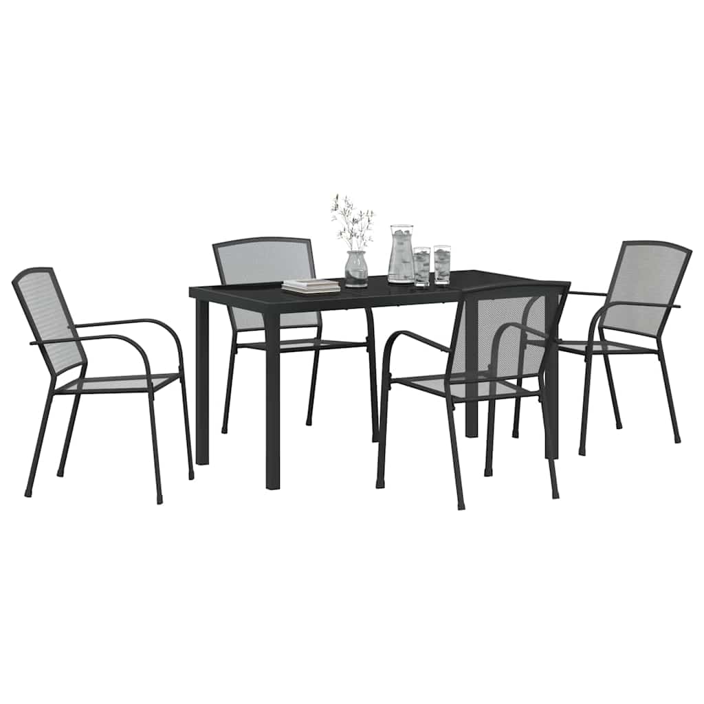 vidaXL Σέτ φαγητού για κήπο 5 pcs Ανθρακί Χάλυβας με επίστρωση πούδρας