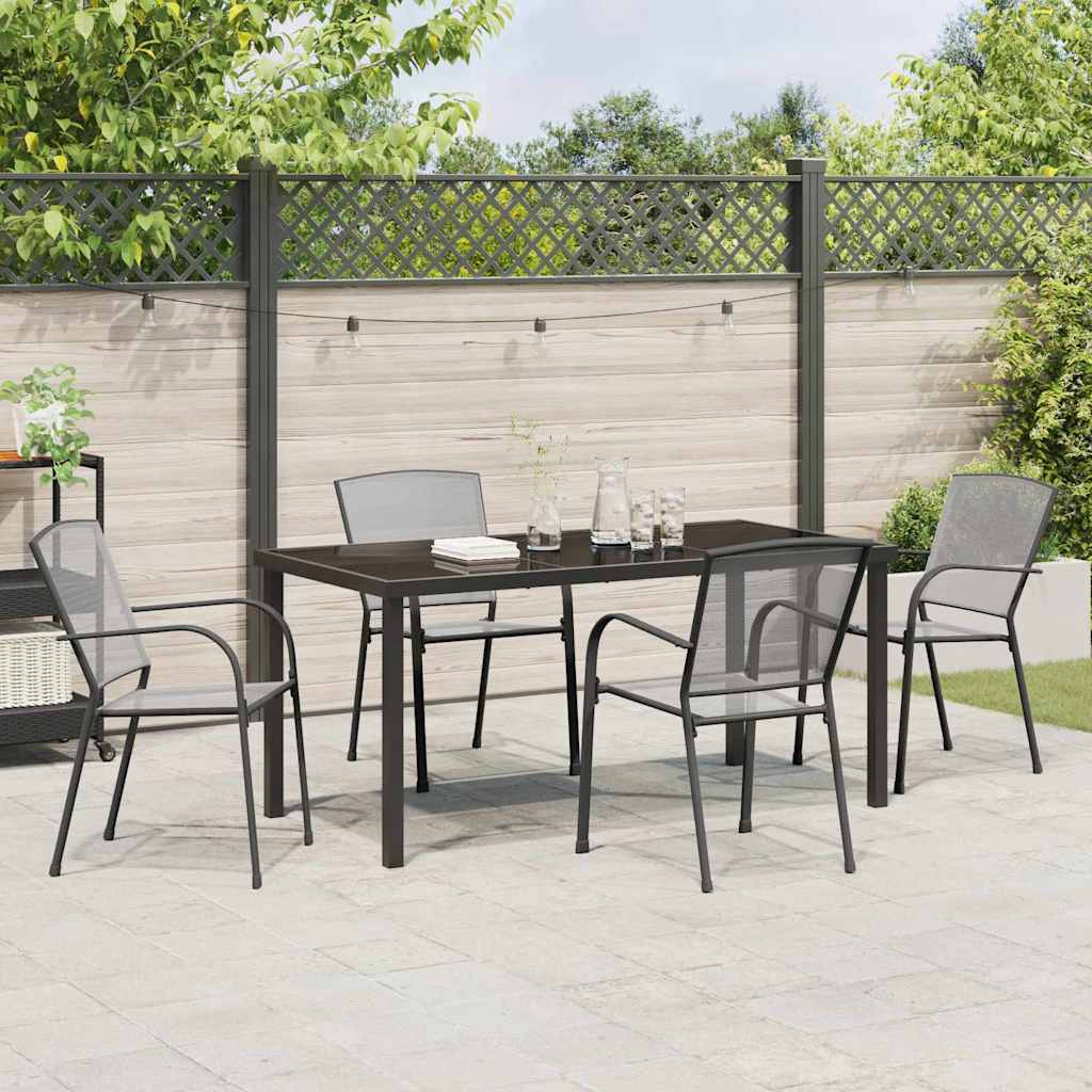 vidaXL Σέτ φαγητού για κήπο 5 pcs Ανθρακί Χάλυβας με επίστρωση πούδρας