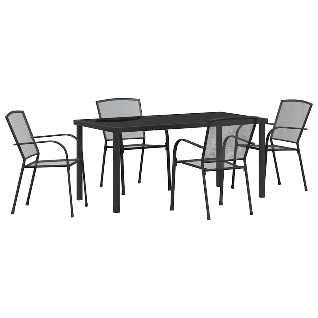 vidaXL Σέτ φαγητού για κήπο 5 pcs Ανθρακί Χάλυβας με επίστρωση πούδρας