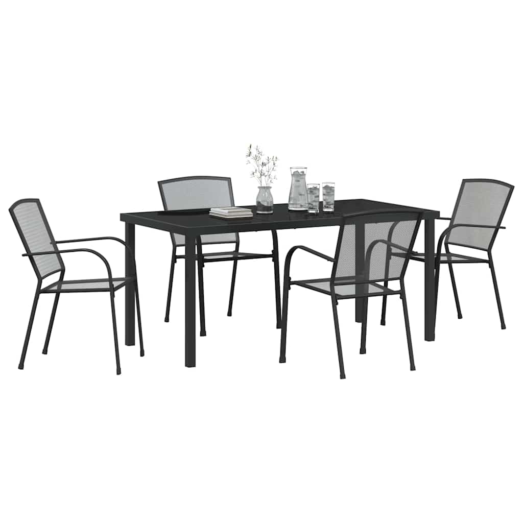 vidaXL Σέτ φαγητού για κήπο 5 pcs Ανθρακί Χάλυβας με επίστρωση πούδρας