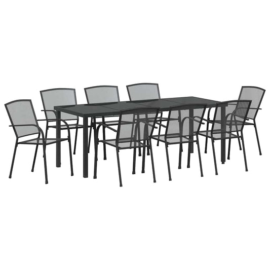 vidaXL Σέτ φαγητού για κήπο 9 pcs Ανθρακί Χάλυβας με επίστρωση πούδρας