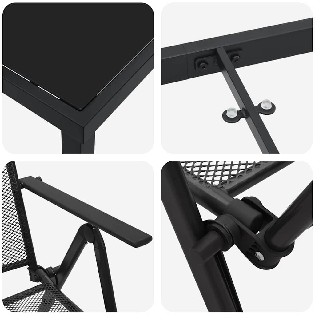 vidaXL Σέτ φαγητού για κήπο 7 pcs Ανθρακί Χάλυβας με επίστρωση πούδρας