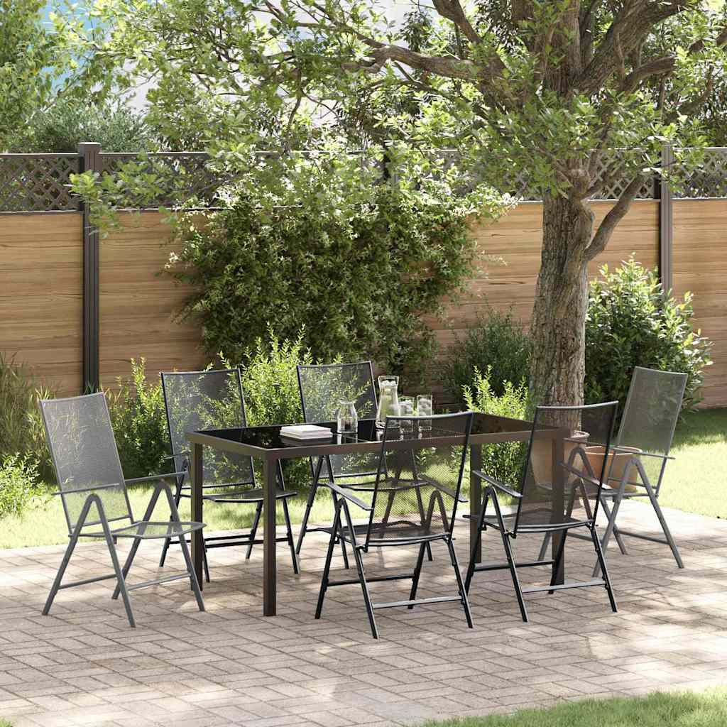 vidaXL Σέτ φαγητού για κήπο 7 pcs Ανθρακί Χάλυβας με επίστρωση πούδρας