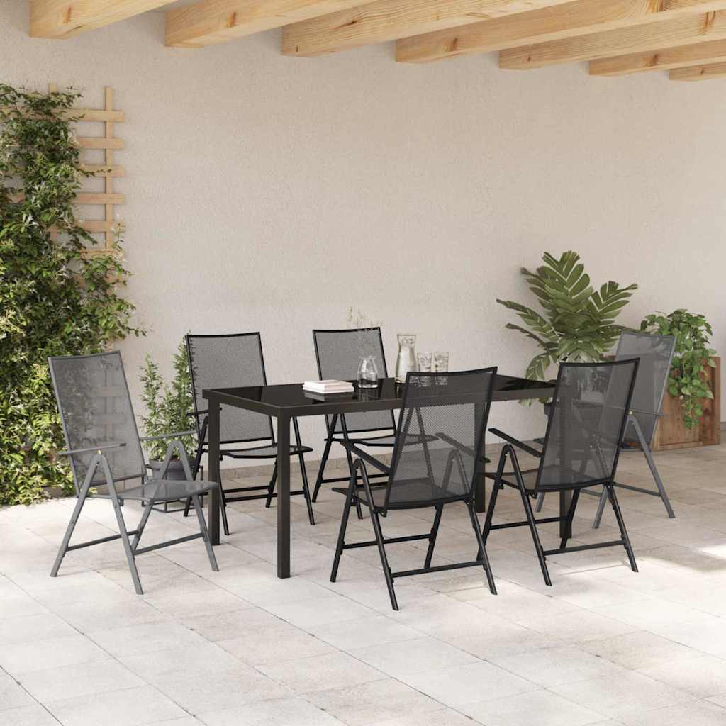 vidaXL Σέτ φαγητού για κήπο 7 pcs Ανθρακί Χάλυβας με επίστρωση πούδρας