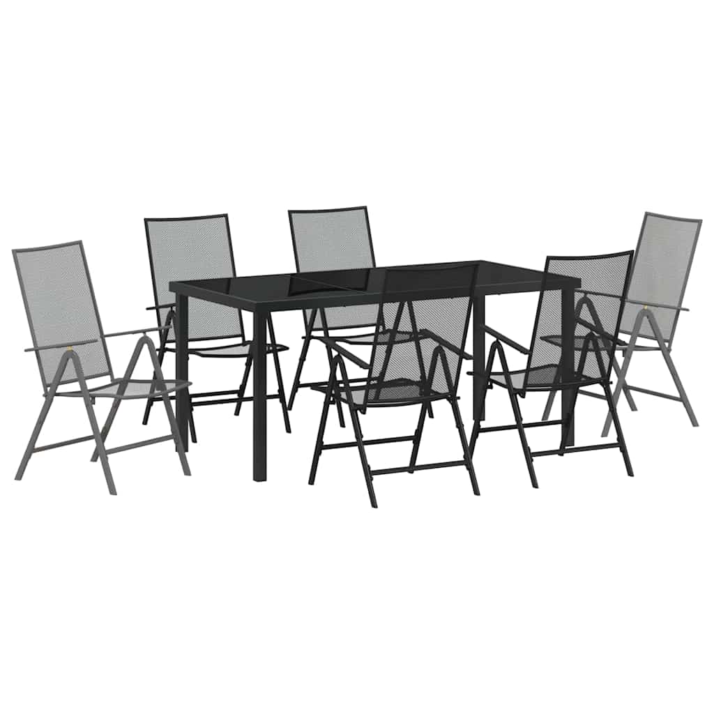vidaXL Σέτ φαγητού για κήπο 7 pcs Ανθρακί Χάλυβας με επίστρωση πούδρας