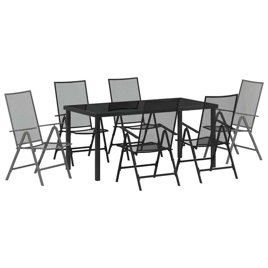 vidaXL Σέτ φαγητού για κήπο 7 pcs Ανθρακί Χάλυβας με επίστρωση πούδρας