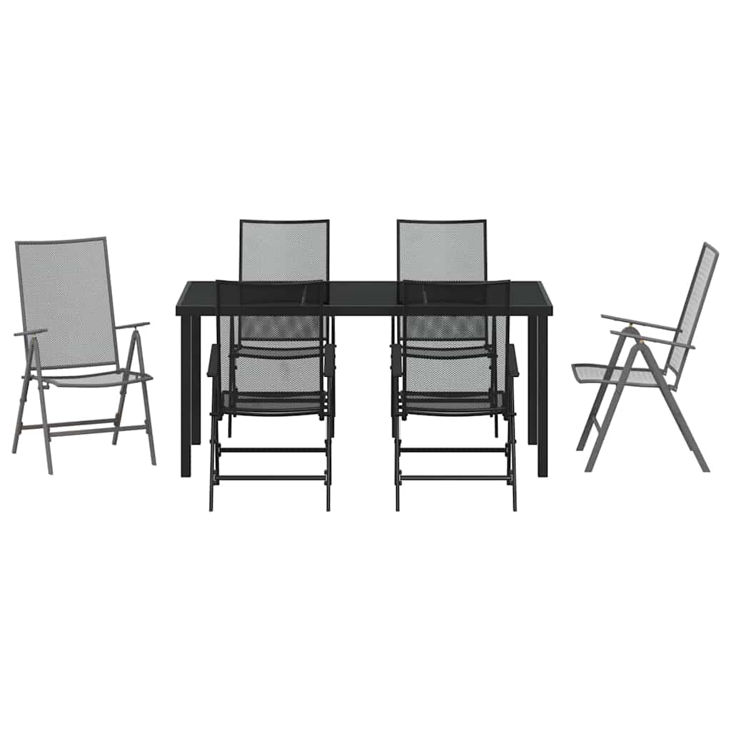 vidaXL Σέτ φαγητού για κήπο 7 pcs Ανθρακί Χάλυβας με επίστρωση πούδρας